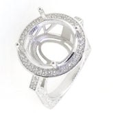 Sterling Silver Semi Mount Ring Setting Round RD 15x15mm Halo Euro Style - Syzjewelry