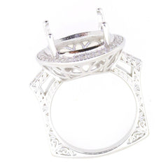 Sterling Silver Semi Mount Ring Setting Round RD 15x15mm Halo Euro Style - Syzjewelry