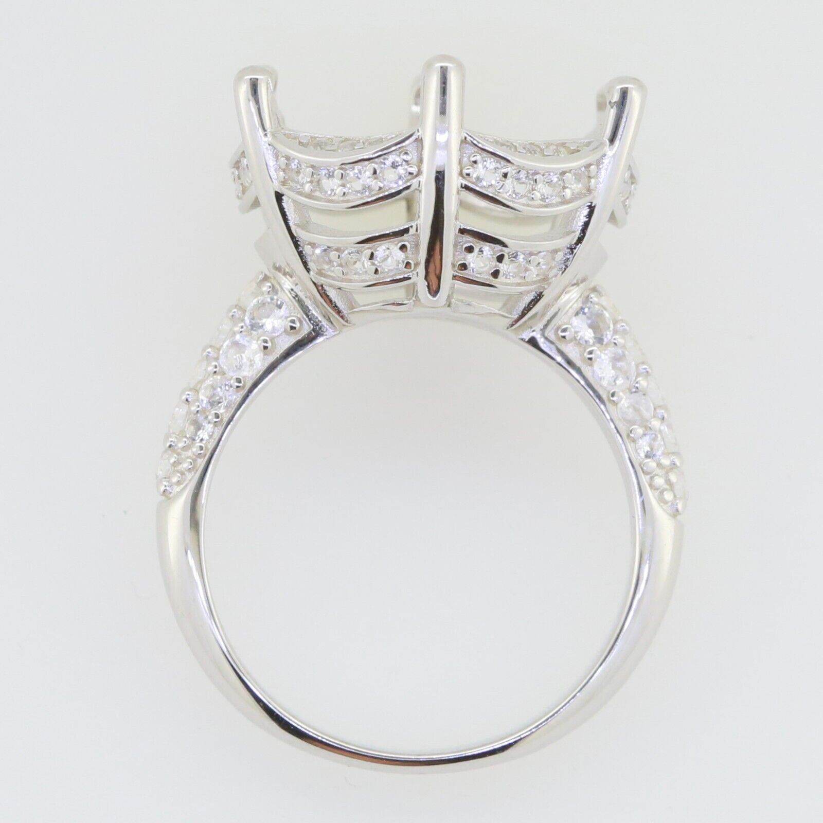 Sterling Silver Semi Mount Ring Setting Round RD 15x15mm white topaz Halo - Syzjewelry