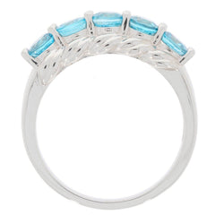 Sterling Silver Semi Mount Ring Setting Round RD 4x4mm 5 Stone Band 15592 - Syzjewelry