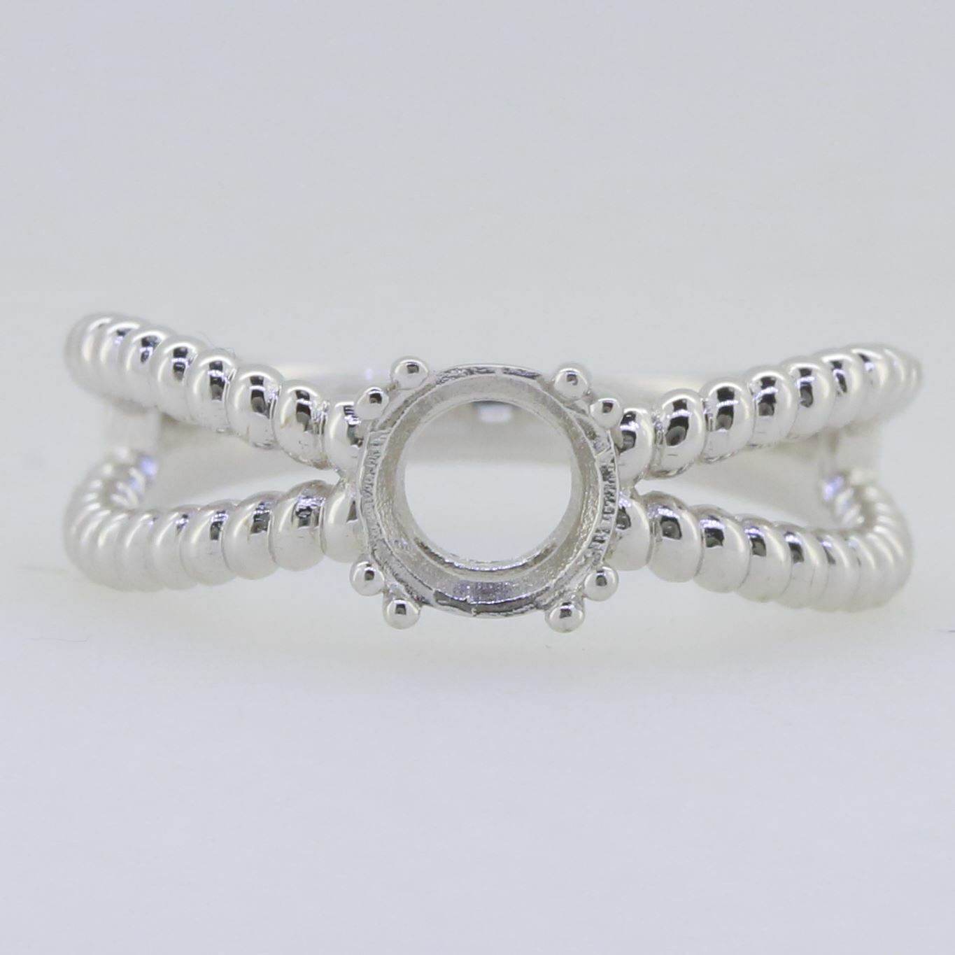 Sterling Silver Semi Mount Ring Setting Round RD 6.5x6.5mm Split Shank Rope Shank - Syzjewelry