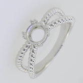 Sterling Silver Semi Mount Ring Setting Round RD 6.5x6.5mm Split Shank Rope Shank - Syzjewelry