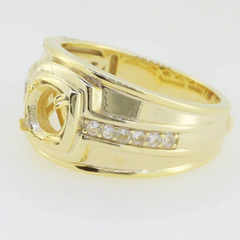 Sterling Silver Semi-Mounted Round Ring RD 8x8mm Men's Ring