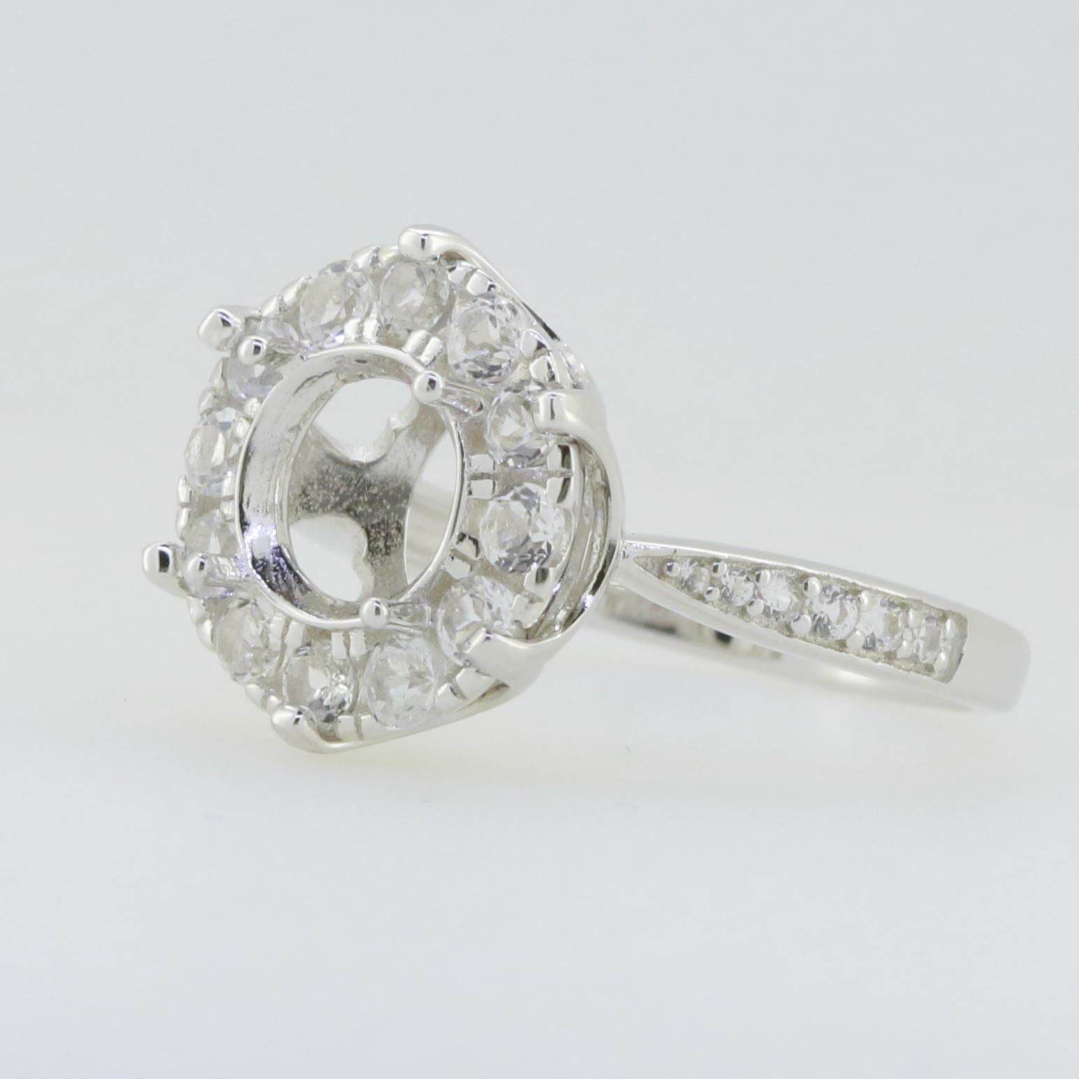 Sterling Silver Semi Mount Ring Setting Round RD 8x8mm White Topaz - Syzjewelry