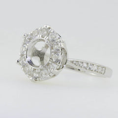 Sterling Silver Semi Mount Ring Setting Round RD 8x8mm White Topaz - Syzjewelry