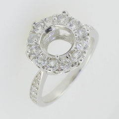 Sterling Silver Semi Mount Ring Setting Round RD 8x8mm White Topaz - Syzjewelry