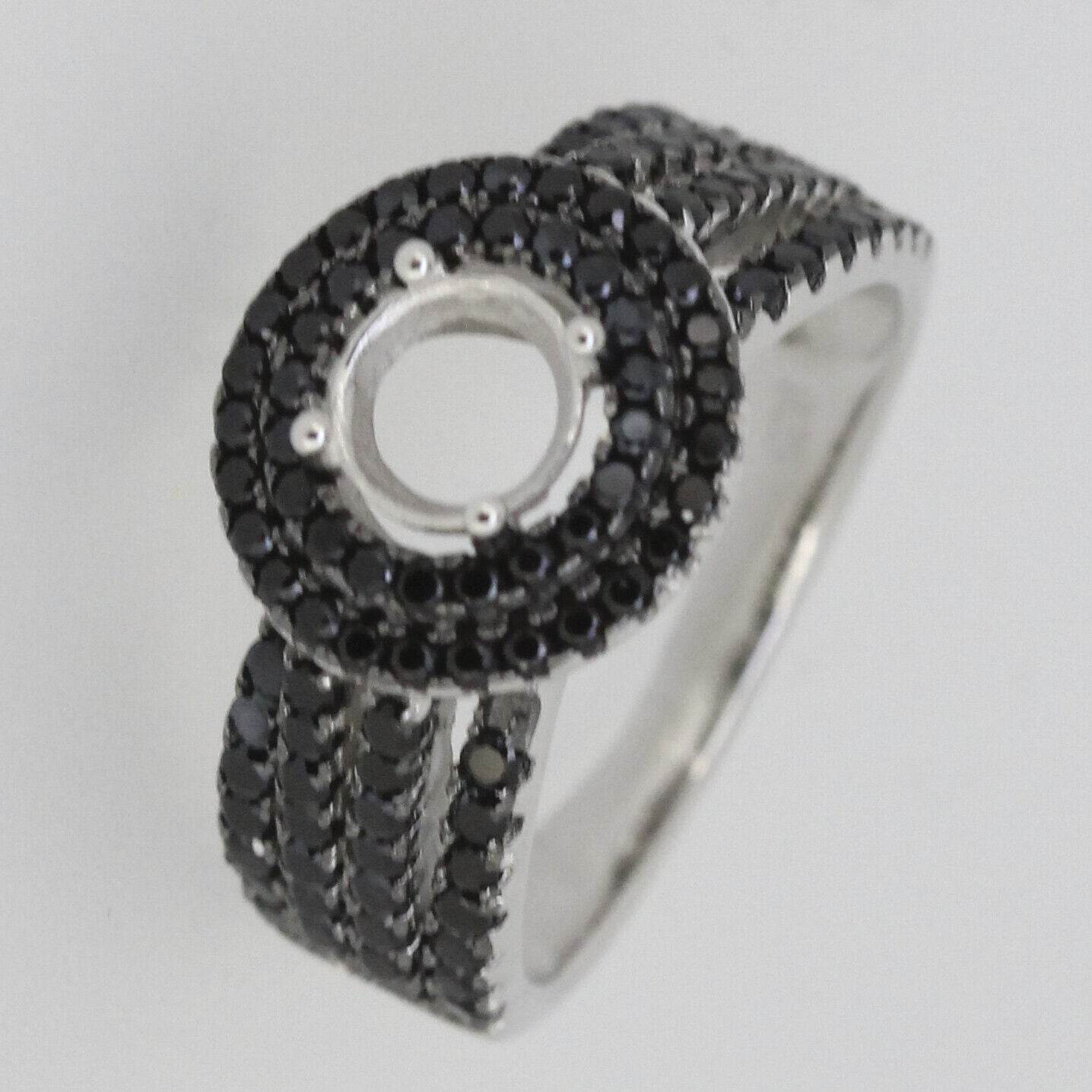 Sterling Silver Semi Mount Ring Setting Round RD 6x6mm Black Spinel Halo - Syzjewelry