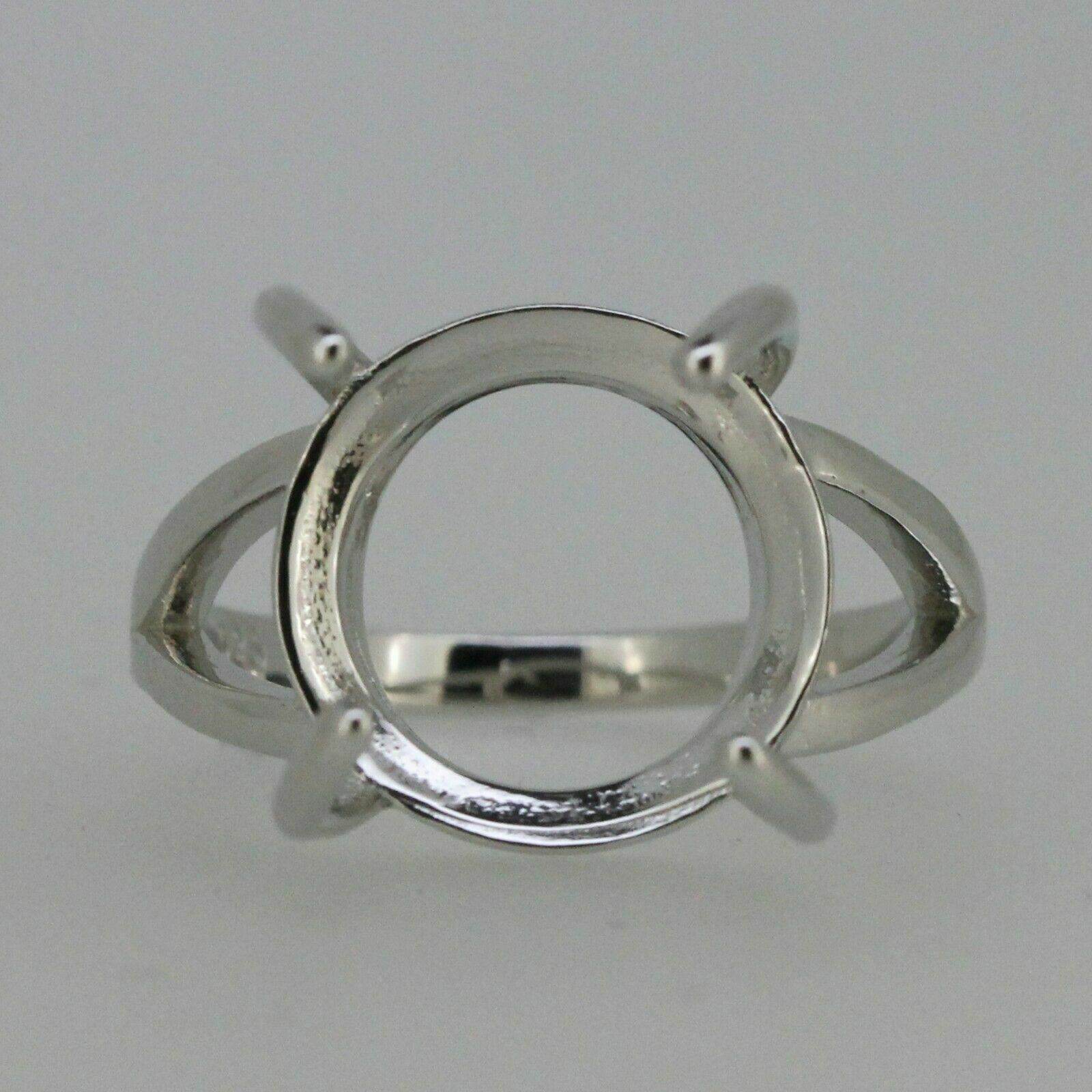 Sterling Silver Semi Mount Ring Setting Round RD 13x13mm Cabochon Long Prong - Syzjewelry