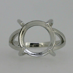Sterling Silver Semi Mount Ring Setting Round RD 13x13mm Cabochon Long Prong - Syzjewelry