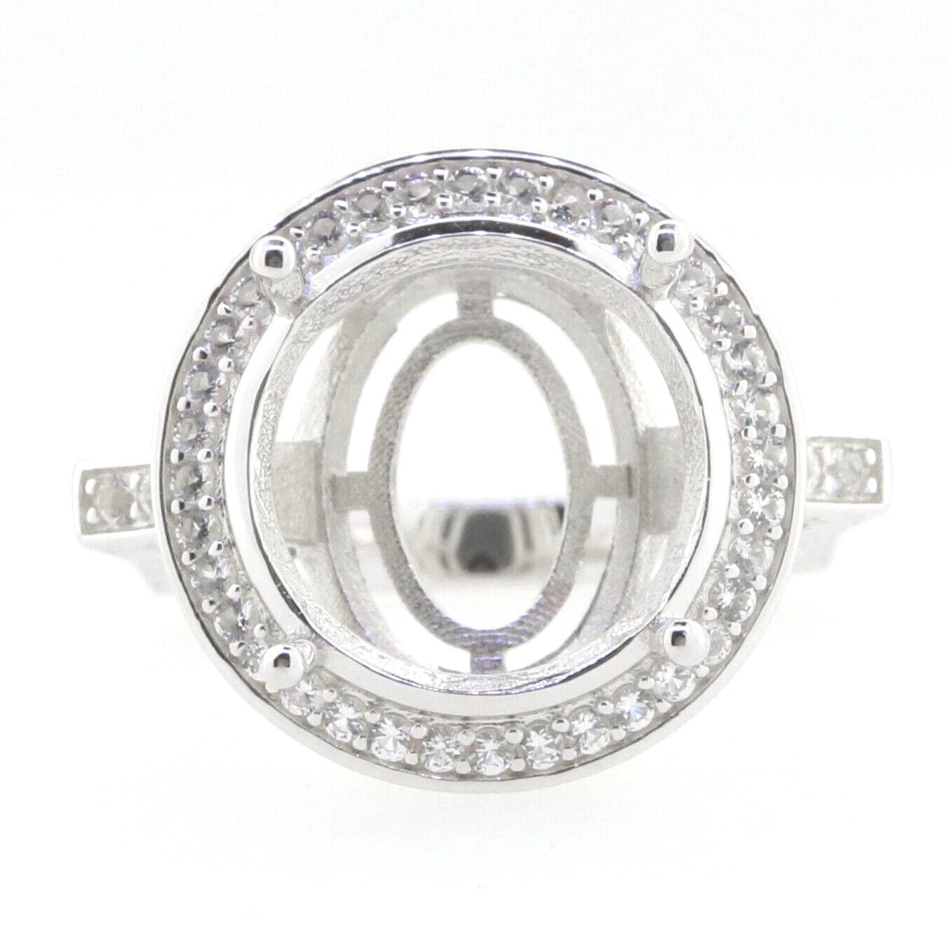 Sterling Silver Semi Mount Ring Setting Round RD 15x15mm Halo Euro Style - Syzjewelry