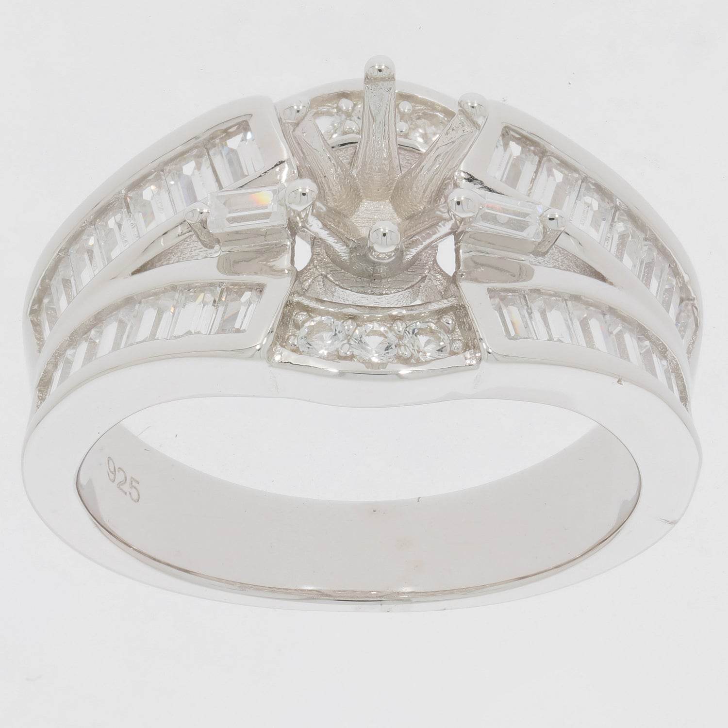 Sterling Silver Semi Mount Ring Setting Round RD 5X5mm Wedding Ring - Syzjewelry