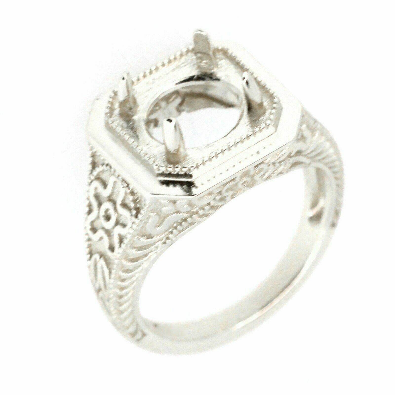 Sterling Silver Semi Mount Ring Setting Round RD 8x8mm R103 - Syzjewelry