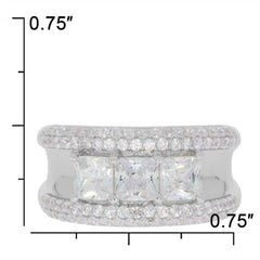 Sterling Silver Semi Mount Ring Setting SQ 4.5x4.5mm Men's Band Ring 3 Stones - Syzjewelry