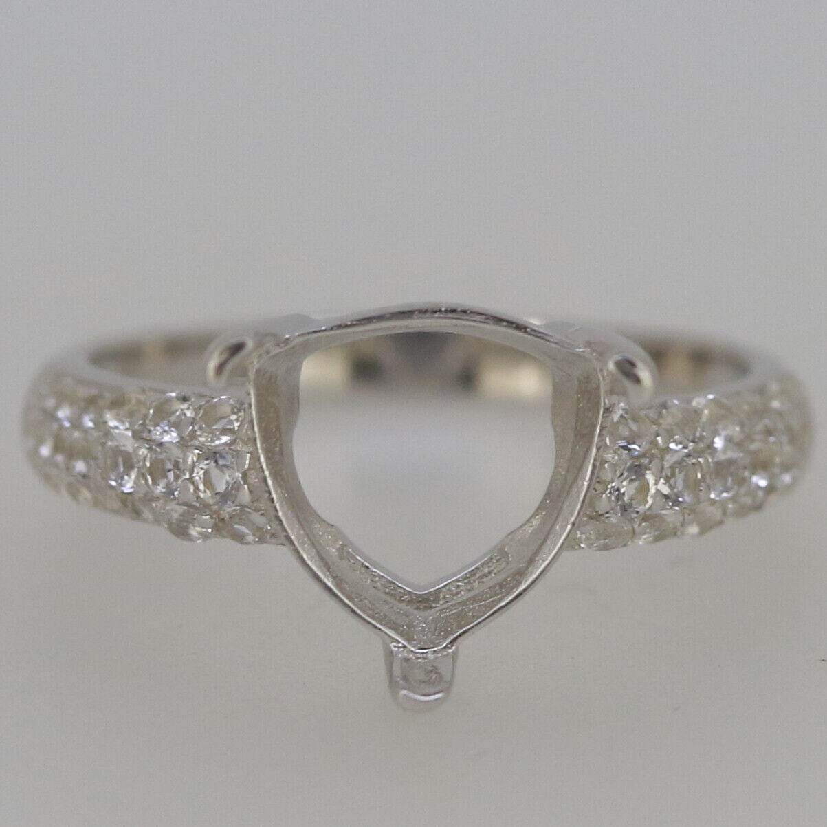 Sterling Silver Semi Mount Ring Setting Trillion TRI 10x10mm w/ White Topaz Accent - Syzjewelry