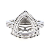 Sterling Silver Semi Mount Ring Setting Trillion Tri 11x11mm Milgrain - Syzjewelry