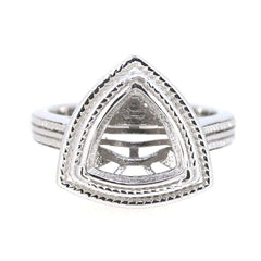 Sterling Silver Semi Mount Ring Setting Trillion Tri 11x11mm Milgrain - Syzjewelry