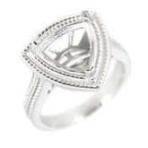Sterling Silver Semi Mount Ring Setting Trillion Tri 11x11mm Milgrain - Syzjewelry
