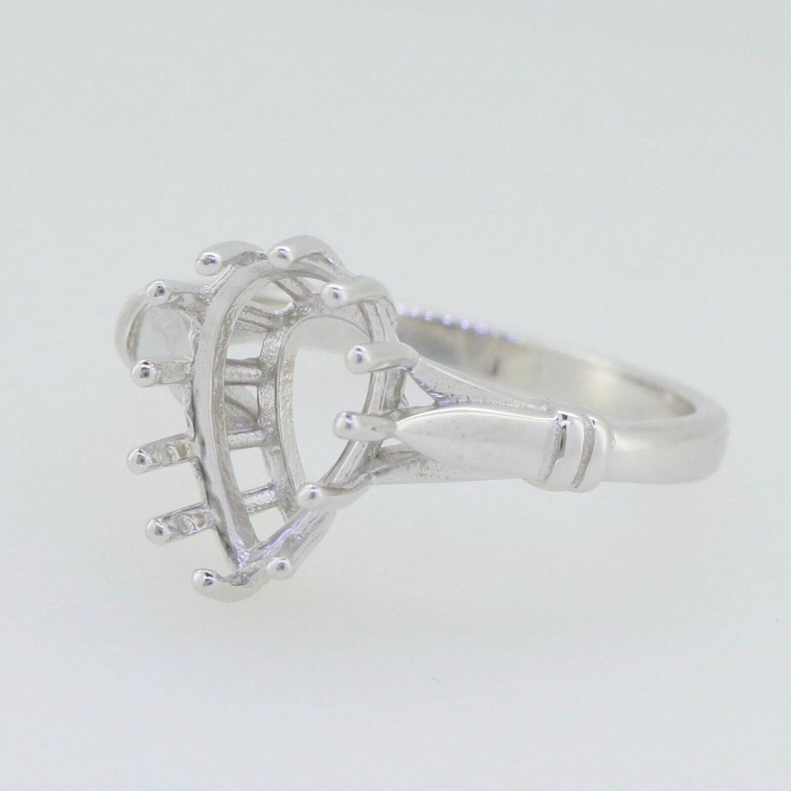 Sterling Silver Semi Mount Ring Setting Pear PE 12x8 mm Vintage Style - Syzjewelry