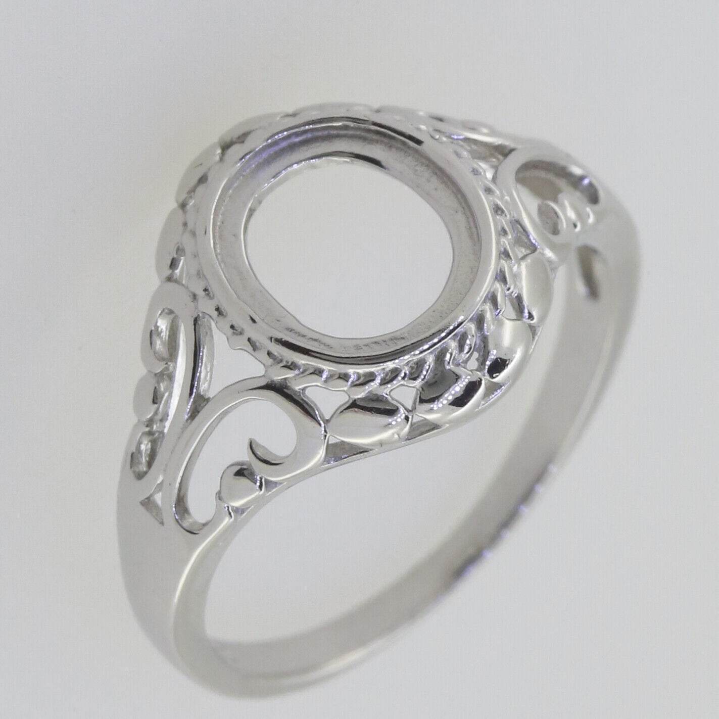 Sterling Silver Semi Mount Ring Setting Oval OV 9x7mm Cabochon Vintage Repro - Syzjewelry