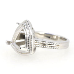 Sterling Silver Semi Mount Ring Setting Trillion Tri 11x11mm Milgrain - Syzjewelry
