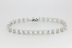 Sterling SilverTennis Bracelet Semi Mount Setting Round RD 6x6mm 7 inch - Syzjewelry