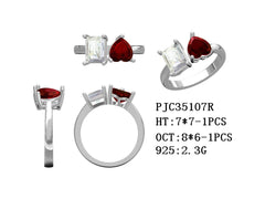 Sterling Silver Toi et Moi Ring Setting Only – Heart & Love HT 7x7mm OCT 8x6mm Moi et Toi Semi Mount Engagement Ring - Syzjewelry