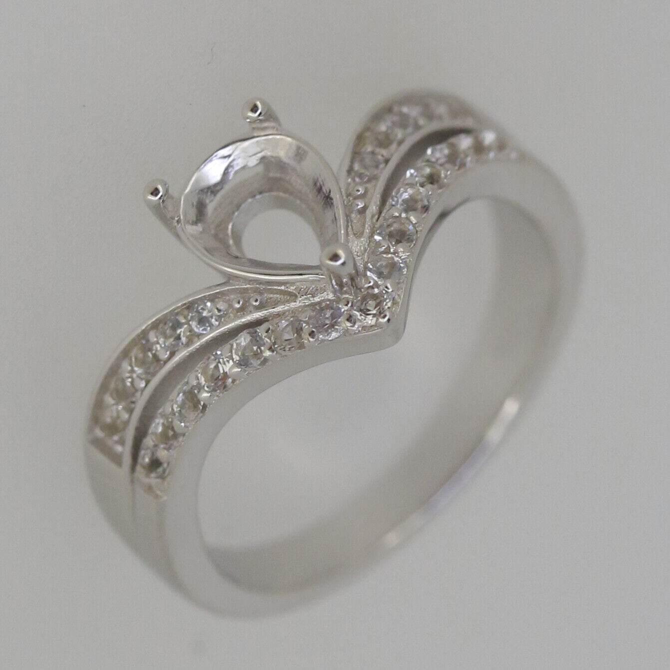 Tiara Ring | Princess Tiara Ring | Tiara Ring – Pear-Shaped Double Shank Setting PE 8x6mm - Syzjewelry