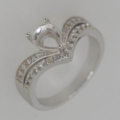 Tiara Ring | Princess Tiara Ring | Tiara Ring – Pear-Shaped Double Shank Setting PE 8x6mm - Syzjewelry