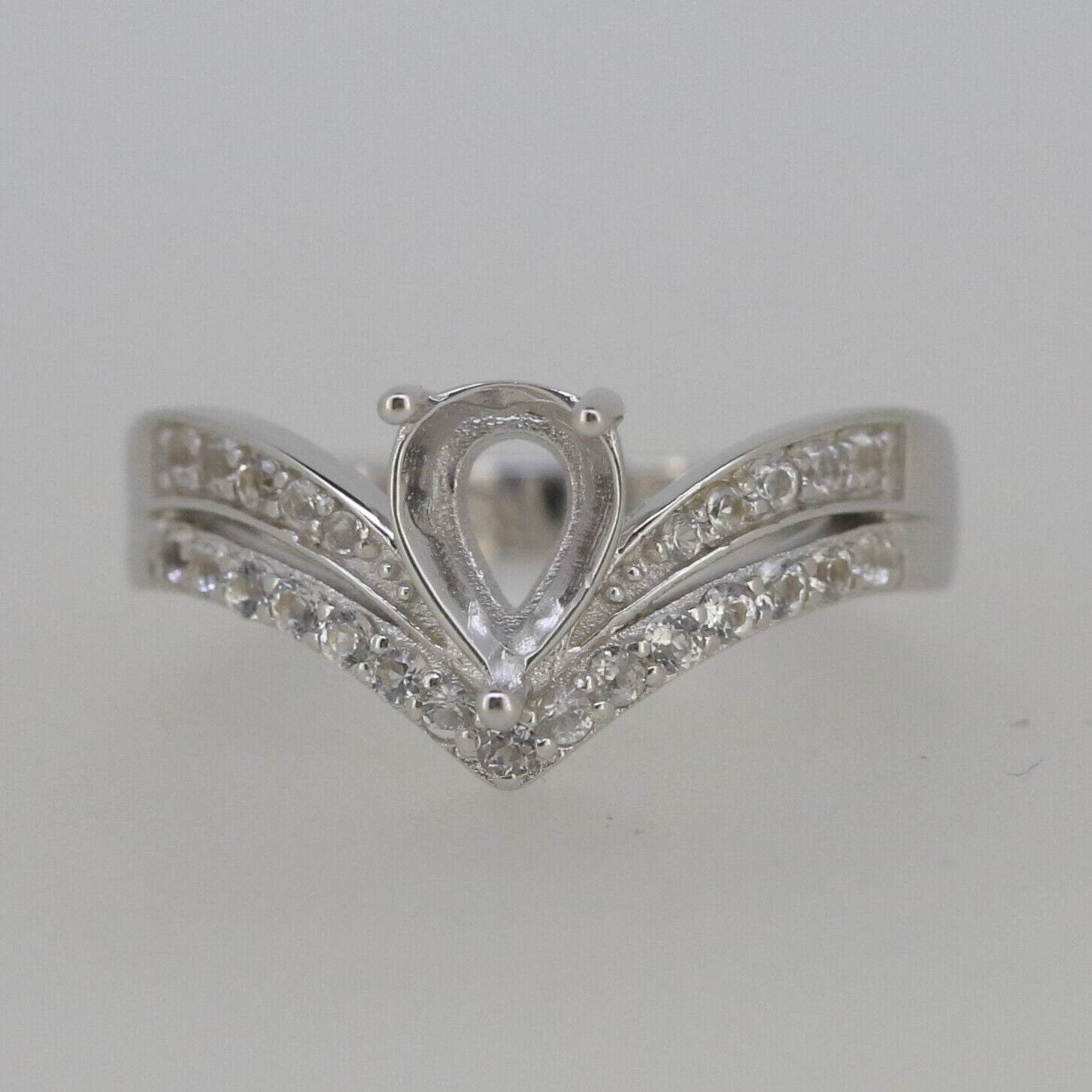 Tiara Ring | Princess Tiara Ring | Tiara Ring – Pear-Shaped Double Shank Setting PE 8x6mm - Syzjewelry