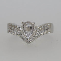 Tiara Ring | Princess Tiara Ring | Tiara Ring – Pear-Shaped Double Shank Setting PE 8x6mm - Syzjewelry