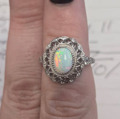 Platinum Semi Mount Ring Setting Oval OV 8x6mm Cabochon CVD Accents Prong Open Back Syz Jewelry
