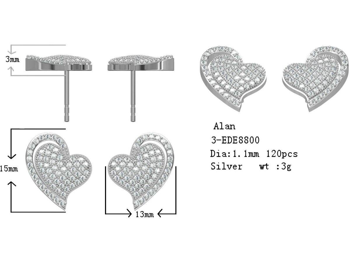 Sterling Silver Semi Mount Earrings Setting Round RD 1.1mm - Syzjewelry