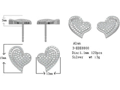 Sterling Silver Semi Mount Earrings Setting Round RD 1.1mm - Syzjewelry