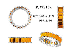 Sterling Silver Semi Mount Ring Setting Emerald Oct 5x3mm Enternity Band Ring - Syzjewelry