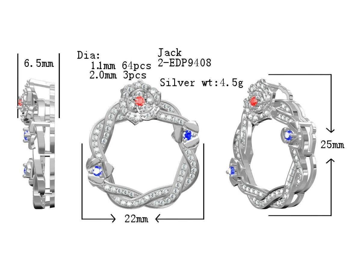 Sterling Silver Semi Mount Pendant Setting Round RD 2x2mm - Syzjewelry