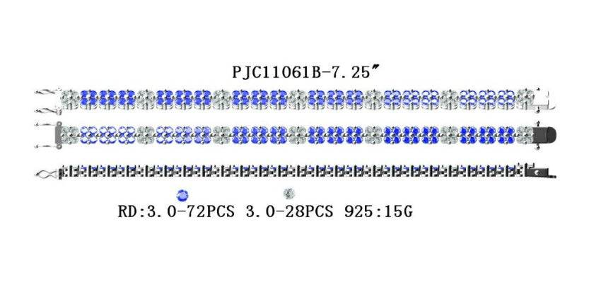 Sterling Silver Semi Mount Bracelet Setting Round RD 3x3mm - Syzjewelry