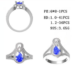 Sterling Silver Semi Mount Ring Setting Pear PE 8X6mm - Syzjewelry