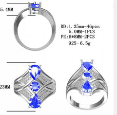 Sterling Silver Semi Mount Ring Setting Pear PE 8X6mm - Syzjewelry