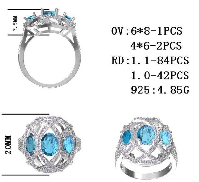 Sterling Silver Semi Mount Ring Setting Oval OV 8X6mm - Syzjewelry