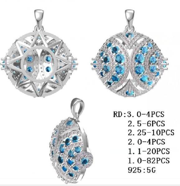 Sterling Silver Semi Mount Pendant Setting Round RD 3x3mm - Syzjewelry