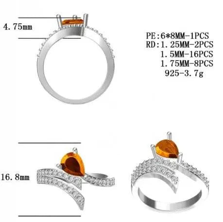 Sterling Silver Semi Mount Ring Setting Pear PE 8X6mm - Syzjewelry