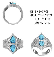 Sterling Silver Semi Mount Ring Setting Pear PE 8X6mm - Syzjewelry