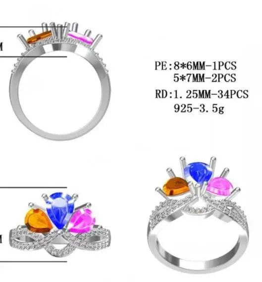 Sterling Silver Semi Mount Ring Setting Pear PE 8X6mm - Syzjewelry