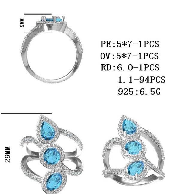 Sterling Silver Semi Mount Ring Setting Pear PE 7X5mm - Syzjewelry