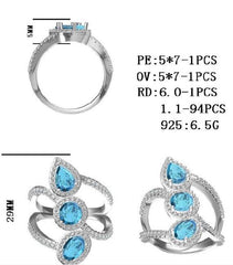 Sterling Silver Semi Mount Ring Setting Pear PE 7X5mm - Syzjewelry