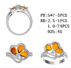 Sterling Silver Semi Mount Ring Setting Pear PE 7X5mm - Syzjewelry