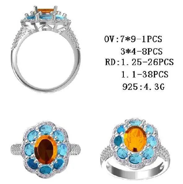 Sterling Silver Semi Mount Ring Setting Oval OV 9x7mm - Syzjewelry