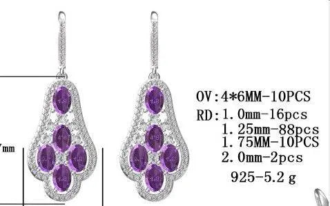 Sterling Silver Semi Mount Earrings Setting Oval OV 6X4mm - Syzjewelry