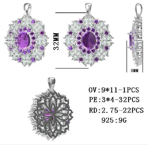 Sterling Silver Semi Mount Pendant Setting Oval OV 11X9mm - Syzjewelry