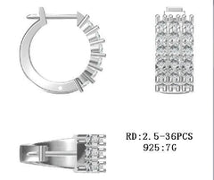 Sterling Silver Semi Mount Earrings Setting Round RD 2.5mm - Syzjewelry